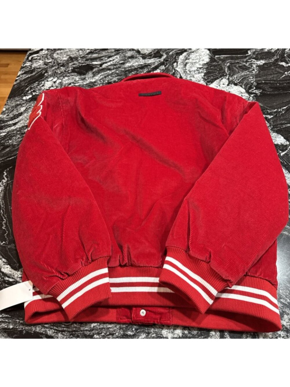 Hudson Men's Corduroy Full-Snap Collared Red Varsity Letterman’s Jacket S $248